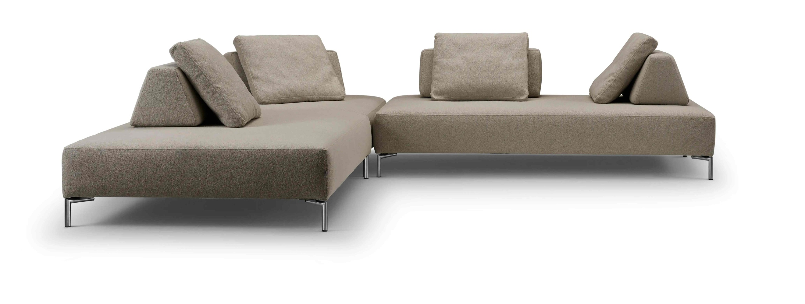 Eilersen Playtower outdoor sectional sofa in neutral outdoor fabric, modular lounge configuration.